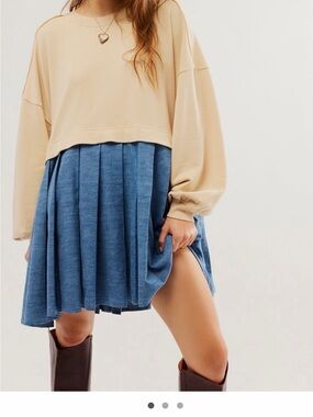 Free People Eleanor Denim Twofer Sweatshirt Dress
